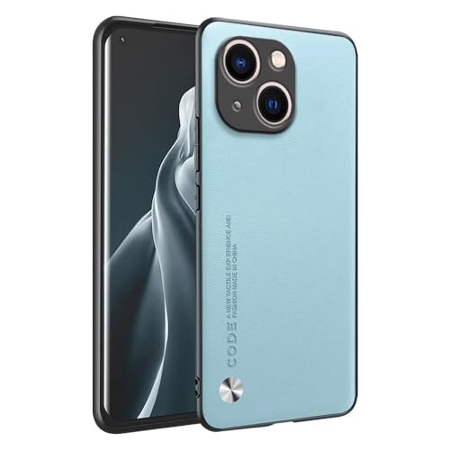 HAFFAN Handyhülle Schutzhülle entworfen für iPhone 13 (6.1"), Kunstleder-Stil - Hellblau von HAFFAN