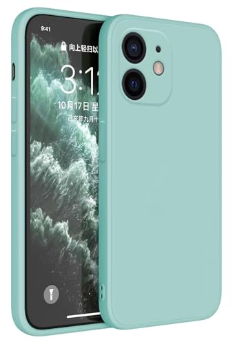 HAFFAN TPU Silikon Hülle kompatibel mit iPhone 12 Mini (5.4"), Handyhülle Schutzhülle - Helles Cyan von HAFFAN