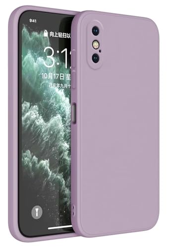 HAFFAN TPU Silikon Hülle kompatibel mit iPhone X/iPhone XS (5.8"), Handyhülle Schutzhülle - Gras lila von HAFFAN