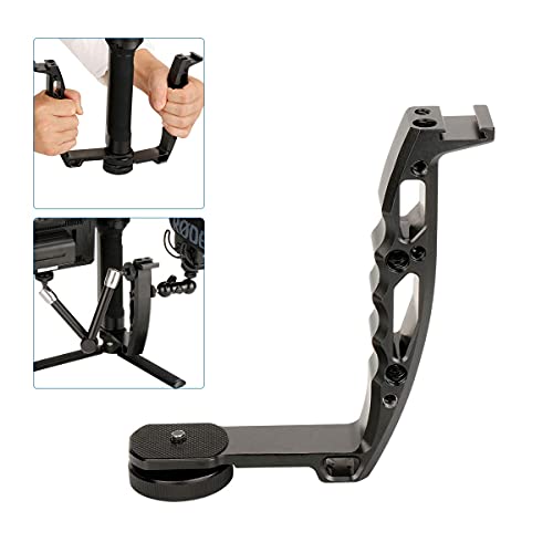 HAFOKO Ronin S L-Griff Gimbal Aluminium mit Cold Shoe 1/4" Griff Halterung für Monitor Mikrofon Leuchte für DJI RS3 RS3 Pro RS2 RSC2 Ronin S Ronin SC Zhinyun Crane 3 Weebill Gimbal Stabilisator von HAFOKO