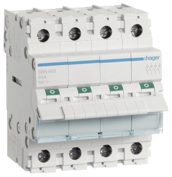 Hager Ausschalter 63A 4Schließer SBN463 400VAC 4PLE Hager Ausschalter 63A 4Schließer SBN463 400VAC 4PLE von HAGER ELEKTRO