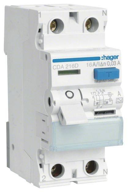 Hager Fi-Schalter 2polig 6kA 16A CDA216D 30mA Typ A Hager Fi-Schalter 2polig 6kA 16A CDA216D 30mA Typ A von HAGER ELEKTRO