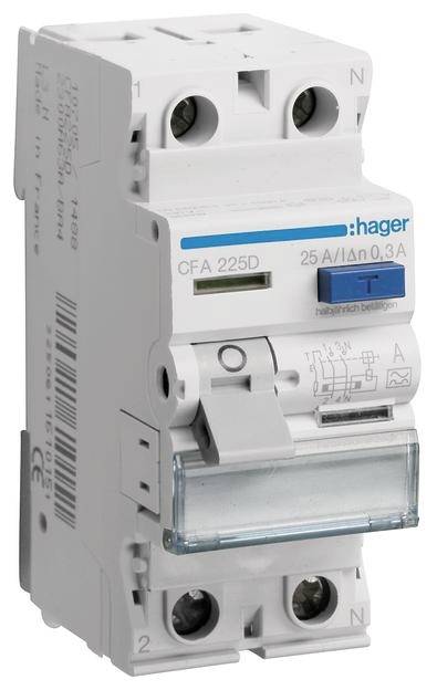 Hager Fi-Schalter 2polig 6kA 25A CFA225D 300mA Typ A Hager Fi-Schalter 2polig 6kA 25A CFA225D 300mA Typ A von HAGER ELEKTRO