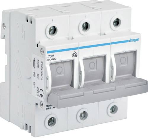 Hager Lasttrennschalter f.Sicherung L73M D02 E18 63A AC400V 3polig Hutschiene Hager Lasttrennschalter f.Sicherung L73M D02 E18 63A AC400V 3polig Hutschiene von HAGER ELEKTRO