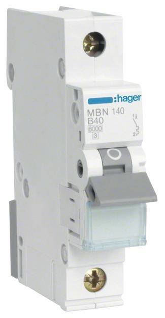 Hager Leitungsschutzschalter MBN140 1polig 6kA B-40A 1M Hager Leitungsschutzschalter MBN140 1polig 6kA B-40A 1M von HAGER ELEKTRO