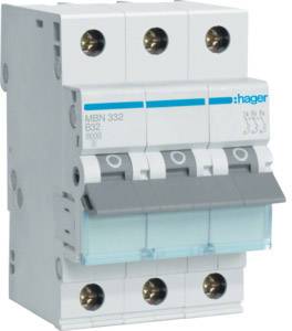 Hager Leitungsschutzschalter MBN332 3polig 6kA B-32A 3M Hager Leitungsschutzschalter MBN332 3polig 6kA B-32A 3M von HAGER ELEKTRO
