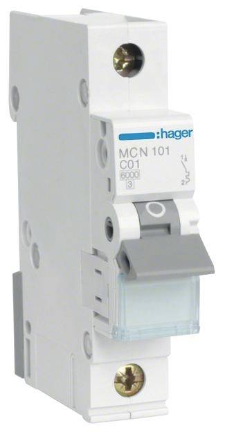 Hager Leitungsschutzschalter MCN101 1polig 6kA C-1A 1M Hager Leitungsschutzschalter MCN101 1polig 6kA C-1A 1M von HAGER ELEKTRO