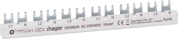 Hager Phasenschiene 12 Module KDS563A 63A L1N-L2N-L3N-L1N-L2N-L3N QuickBusbar Hager Phasenschiene 12 Module KDS563A 63A L1N-L2N-L3N-L1N-L2N-L3N QuickBusbar von HAGER ELEKTRO