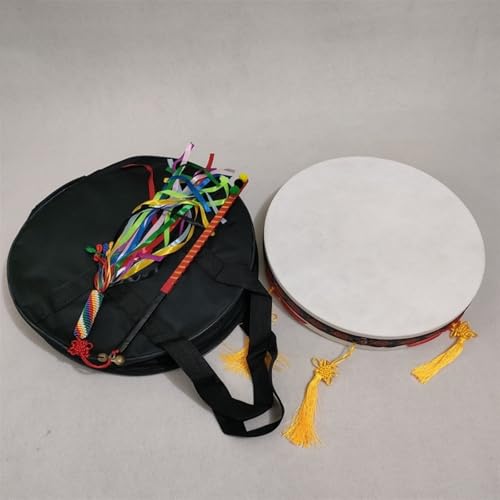 HAGJII Natürlich Schafsfell Schamanentrommel Einseitig Handtrommel Mit Farbiger Peitsche Professionelle Rahmentrommel Tanz-Requisiten Schlagzeug Spirituelle Musik(3-piece set,35CM_PLAIN) von HAGJII