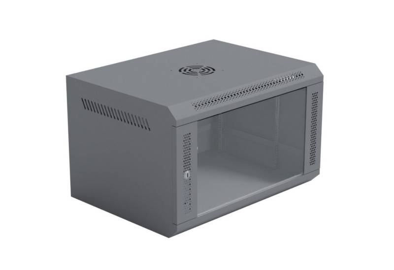 HAGO Serverschrank Netzwerkschrank 19 Zoll Rack Grau 6HE 600x450mm Stahlschrank Glasfront von HAGO