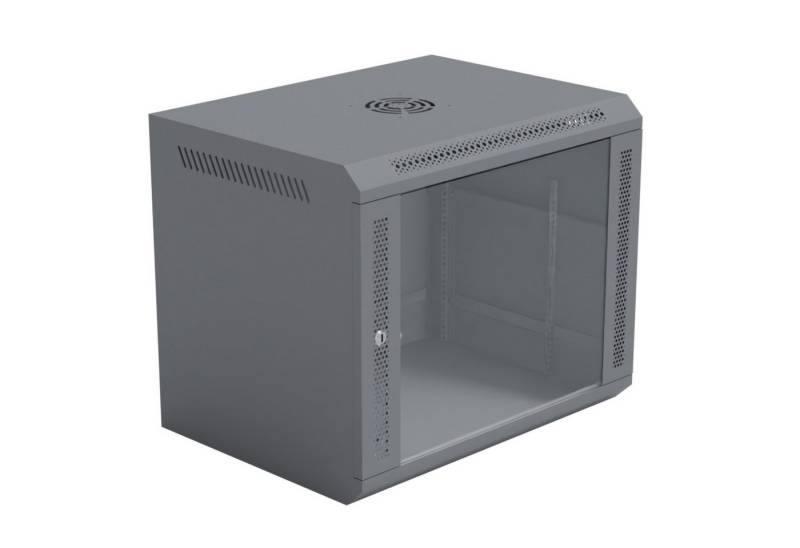 HAGO Serverschrank Netzwerkschrank 19 Zoll Rack Grau 9HE 600x450mm Stahlschrank Glasfront von HAGO
