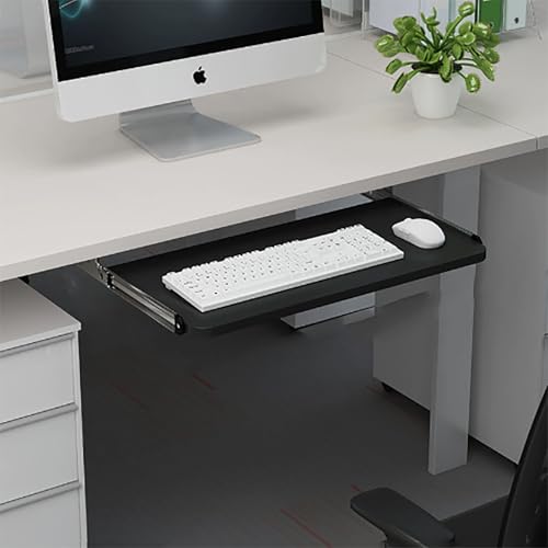 HAHIII Under Desk Keyboard Tray, Desktop Keyboard Tray 10inch Wide, Pull Out Keyboard Tray, Computer Schublade für das Tippen, Home Study und Büro(Black,52 * 24CM) von HAHIII