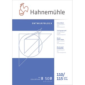 HAHNEMÜHLE Transparentpapier Entwurfblock 115 g/qm, 1 Block von HAHNEMÜHLE