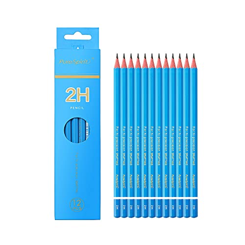 12 Stück Professionelle Bleistiften zum Zeichnen - Härtegrad 2H, mittelhart, für für technisches Zeichnen, Lichtskizzen und Schreiben - Graphitstifte für Kunstler, Einsteiger, Studenten und Kinder von HAIHAOMUM