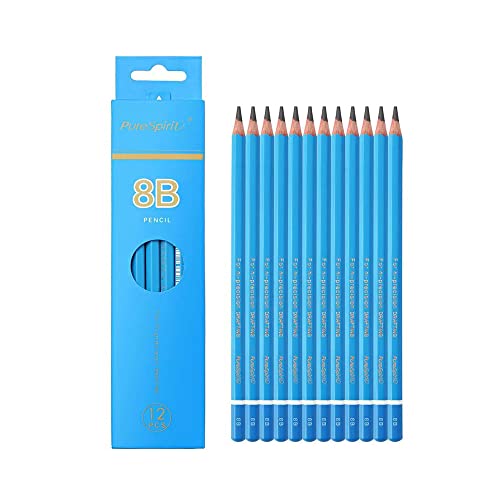 HAIHAOMUM 12 Stück Professionelle Bleistiften zum Zeichnen - Härtegrad 8B, Weich und Dunkel, für Schattierungen und tonale Modellierung - Graphitstifte für Kunstler von HAIHAOMUM