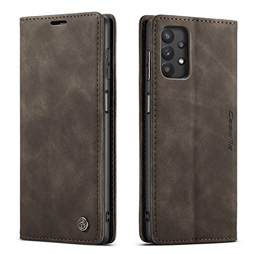 HAII Flip Case für Galaxy A32 5G [NICHT für Galaxy A32 4G], Flip Fold Leder Wallet Case mit Kreditkartenfach und Kickstand Magnetverschluss Schutzhülle für Samsung Galaxy A32 5G (Kaffee) von HAII