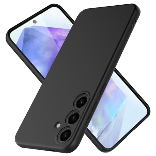 HAII Schutzhülle für Samsung Galaxy A55 5G, dünne Flüssigsilikon-Hülle mit kratzfestem Mikrofaserfutter, stoßfest, weiche Silikon-Schutzhülle für Samsung Galaxy A55 5G (Schwarz) von HAII