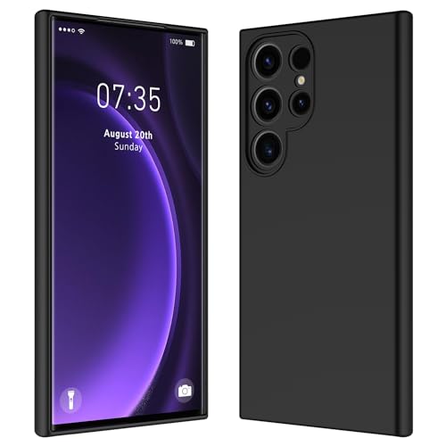 HAII Schutzhülle für Samsung Galaxy S24 Ultra, dünn, Flüssigsilikon, mit kratzfestem Mikrofaserfutter, stoßfest, weiches Silikon, Schutzhülle für Samsung S24 Ultra (Schwarz) von HAII