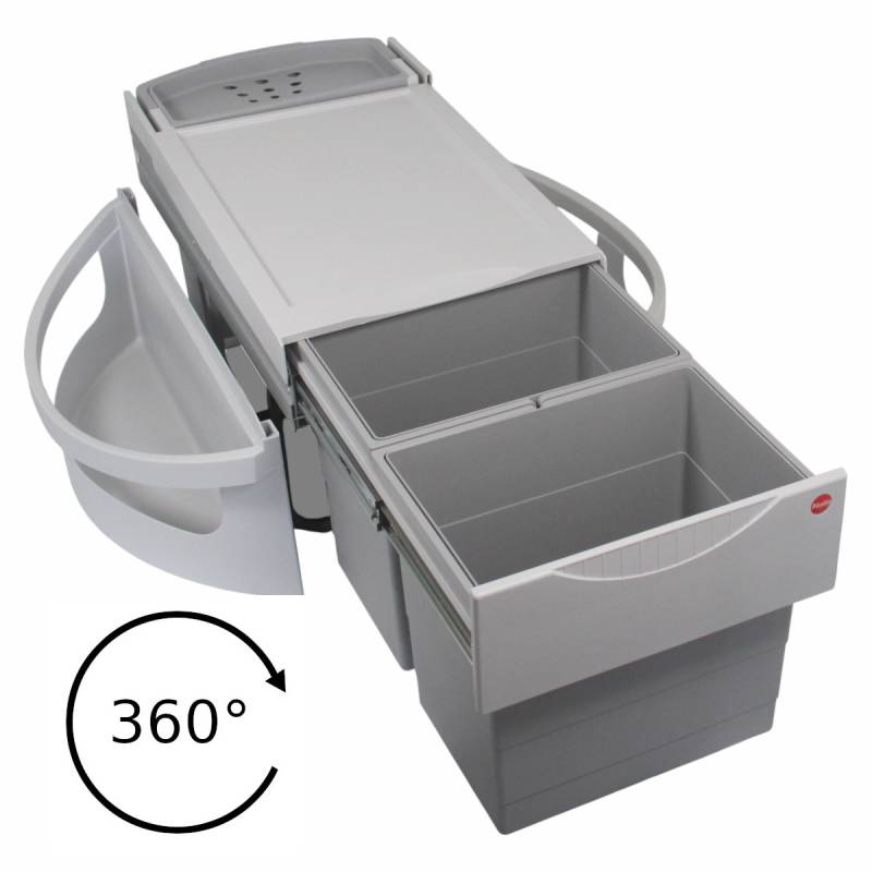 HAILO 3645121 AS Rondo 18/18/ME 360° Einbau Afalleimer 36 Liter 90 cm diagonal von HAILO