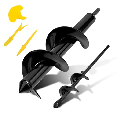 Garten Spiralbohrer 2Pcs Erdbohrer für Bohrmaschine,Garten Bohrer,Pflanzbohrer für Akkuschrauber,Bodenbohrer Blume Pflanzgefäße Schnecke zum Löcher Graben von HAIMAYEE