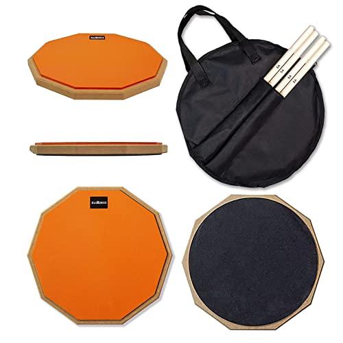 HAIRIESIS Drum Practice Pad 30,5 cm (12 Zoll) Silent Drum Pad Blue Double Sided Free Plus Drumsticks & Aufbewahrungstasche Drum Practice (Orange) von HAIRIESIS