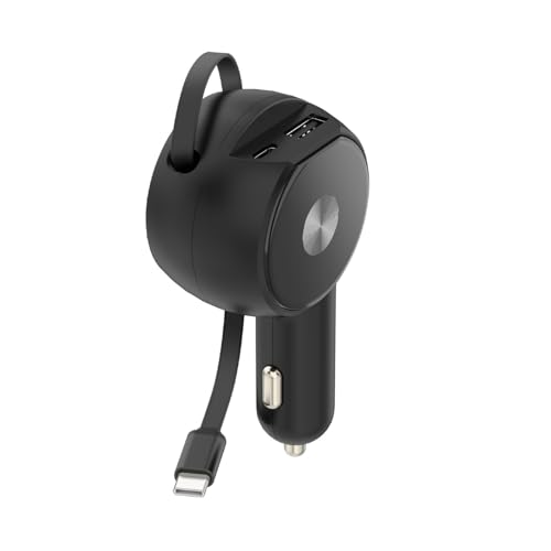 Einziehbarer Auto-Ladeadapter für Telefon USB C Autoladeadapter mit 60W Schnellladekabel für Smartphones Tablet Einziehbarer Auto-Ladeadapter für Telefon USB C Autoladeadapter mit 60W Schnellladekabel für Smartphones Tablet von HAISENG