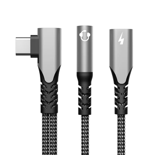 HAISENG 90 Grad PD60W Schnellladeadapter Typ C auf 3,5 mm Soundadapter mit geflochtener Nylon-Außenseite für Telefone von HAISENG