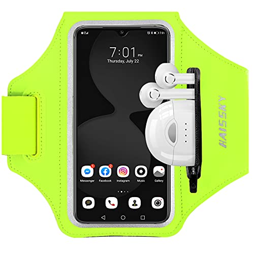 HAISSKY Sportarmband Mit Kopfhörer Tasche Sportarmband Handytasche Sport für iPhone 14 Pro Max/13 Pro/12/11 Pro/XR/X/8 Plus, Huawei P50 Pro/P40 Pro/Mate 50 Xiaomi, Galaxy Handyhülle Running Armband von HAISSKY