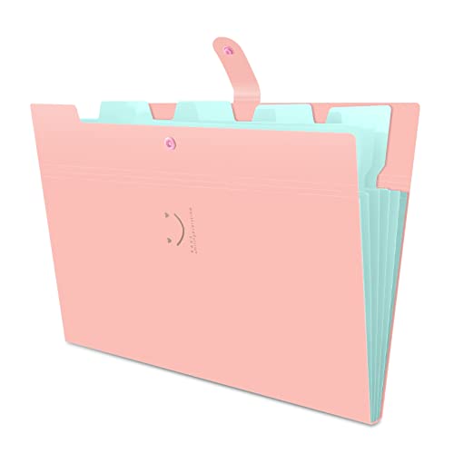 Yigou Fächermappe A4, Dokumentenmappe A4 Erweiterbar Tragbar Aktenordner A4 Faechermappe A4 fächermappe din A4 5 Taschen Büro Schulordner Dokumente a4 Ordner Organisator, 5 Pockets [Pink & Lightblue] von HAISSKY