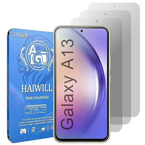 HAIWILL 3 Stück Matt Schutzfolie für Samsung Galaxy A13 / A04s Anti-Fingerabdrück Anti-Reflex 9H Displayschutz Matt Gehärtetes Glas Blendschutz Hartglas für Samsung Galaxy A13 / A04s, 6.48" von HAIWILL