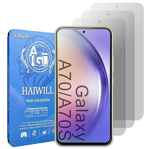 HAIWILL 3 Stück Matt Schutzfolie für Samsung Galaxy A70 / A70S Anti-Fingerabdrück Anti-Reflex 9H Displayschutz Matt Gehärtetes Glas Blendschutz Hartglas für Samsung Galaxy A70 / A70S, 6.7" von HAIWILL
