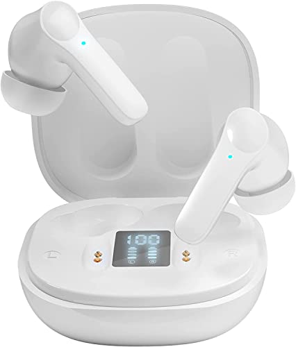HAJIMA Bluetooth Kopfhörer,In-Ear Drahtlose Kabellose Kopfhörer,mit Mikrofone 42 Stunden Wiedergabe IPX7 Wasserdicht Berührung für iPhone Samsung Huawei, weiße Kopfhörer, S von HAJIMA