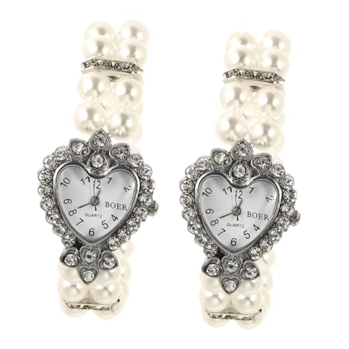 HAKIDZEL 2 Stück Armbanduhr antike Uhr modische Uhren Weihnachtswache Strass Uhr Vintage Uhr Damen Uhrenarmband für Damen Frauen Uhren Perlenuhren für Damen Bling Uhr Imitationsperlen Weiß HAKIDZEL 2 Stück Armbanduhr antike Uhr modische Uhren Weihnachtswache Strass Uhr Vintage Uhr Damen Uhrenarmband für Damen Frauen Uhren Perlenuhren für Damen Bling Uhr Imitationsperlen Weiß von HAKIDZEL