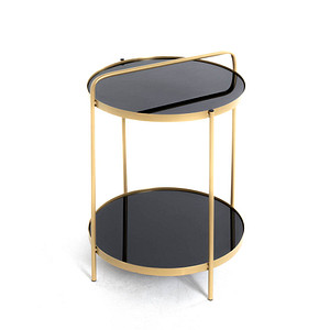 HAKU Möbel Beistelltisch Glas schwarz, gold 38,0 x 38,0 x 51,0 cm von HAKU Möbel