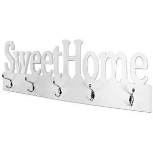 HAKU Möbel Wandgarderobe 28306 weiß Holz 5 Haken 74,0 x 28,0 cm von HAKU Möbel