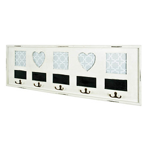 HAKU Möbel Wandgarderobe 28321 weiß Holz 5 Haken 77,0 x 26,0 cm von HAKU Möbel