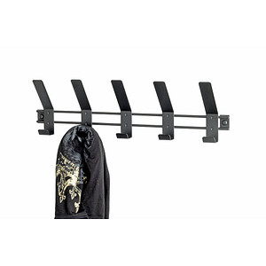 HAKU Möbel Wandgarderobe 54534 schwarz Metall 5 Haken 52,0 x 14,0 cm von HAKU Möbel