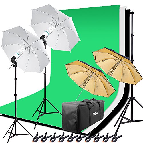 HAKUTATZ® Hintergrund Fotostudio Set 5-in-1 Reflektor Fotoschirm Fotoleinwand Fotografie Lampenstativ Greenscreen mit Ständer Set YouTube Equipment Zubehör von HAKUTATZ