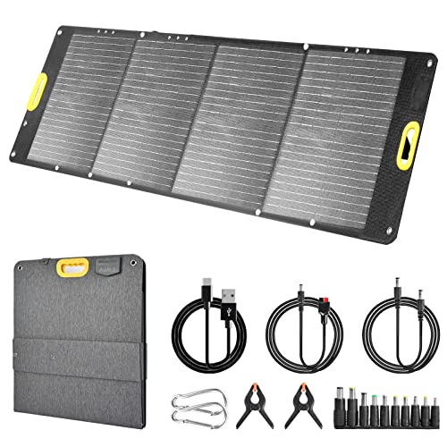 IPX4 Tragbar Solar Ladegerät mit 2-Port USB Solarpanel für Solargeneratoren Telefonen Tablets und Outdoor-Aktivitäten (120W) von HAKUTATZ