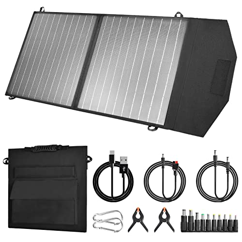 IPX4 Tragbar Solar Ladegerät mit 2-Port USB Solarpanel für Solargeneratoren Telefonen Tablets und Outdoor-Aktivitäten (60W) von HAKUTATZ