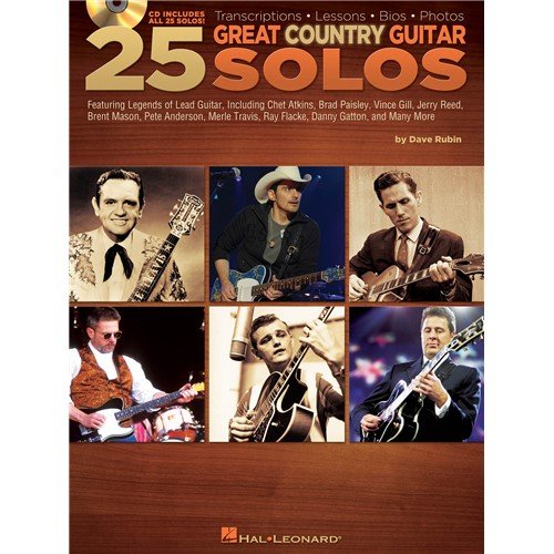 Dave Rubin: 25 Great Country Guitar Solos. Sheet Music, CD for Guitar, Guitar Tab von HAL LEONARD