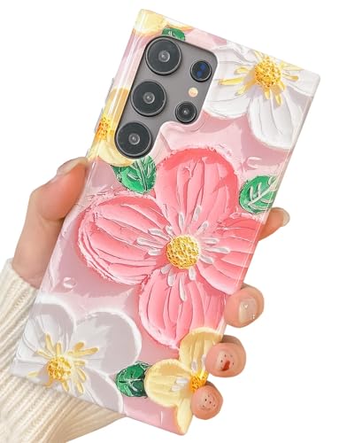 Elegante Mädchen-Schutzhülle für Samsung Galaxy, kompatibel mit Samsung Galaxy, niedliches Blumenmuster, dünn, weich, TPU, Rosa, S22 Ultra Elegante Mädchen-Schutzhülle für Samsung Galaxy, kompatibel mit Samsung Galaxy, niedliches Blumenmuster, dünn, weich, TPU, Rosa, S22 Ultra von HALATUA