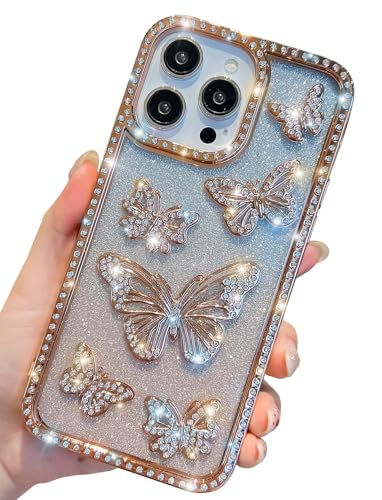 HALATUA Girly Diamond Schutzhülle für iPhone 13 Pro Max, Glitzer-Hülle, niedlich, schlank, Damen, glitzernd, mit Strasssteinen, goldfarben, 13 Pro Max HALATUA Girly Diamond Schutzhülle für iPhone 13 Pro Max, Glitzer-Hülle, niedlich, schlank, Damen, glitzernd, mit Strasssteinen, goldfarben, 13 Pro Max von HALATUA