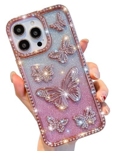 HALATUA Girly Diamond Schutzhülle für iPhone 14 Pro Max, Glitzer-Hülle, niedlich, schlank, Damen, glitzernd, mit Strasssteinen, Roségold, 14 Pro Max HALATUA Girly Diamond Schutzhülle für iPhone 14 Pro Max, Glitzer-Hülle, niedlich, schlank, Damen, glitzernd, mit Strasssteinen, Roségold, 14 Pro Max von HALATUA