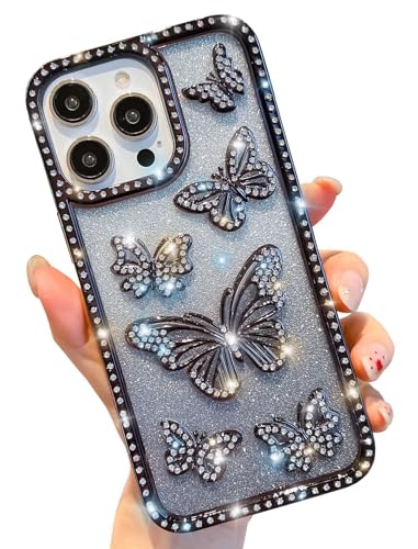 HALATUA Girly Diamond Schutzhülle für iPhone 15 Pro Max, Glitzer-Hülle, niedlich, schlank, Damen, glitzernd, mit Strasssteinen, Schwarz, 15 Pro Max HALATUA Girly Diamond Schutzhülle für iPhone 15 Pro Max, Glitzer-Hülle, niedlich, schlank, Damen, glitzernd, mit Strasssteinen, Schwarz, 15 Pro Max von HALATUA