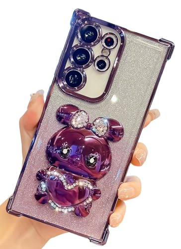 HALATUA Luxuriöse Schutzhülle für Damen mit Strasssteinen, kompatibel mit Samsung Galaxy, niedliches glitzerndes Kaninchen, weiches TPU, Violett HALATUA Luxuriöse Schutzhülle für Damen mit Strasssteinen, kompatibel mit Samsung Galaxy, niedliches glitzerndes Kaninchen, weiches TPU, Violett von HALATUA