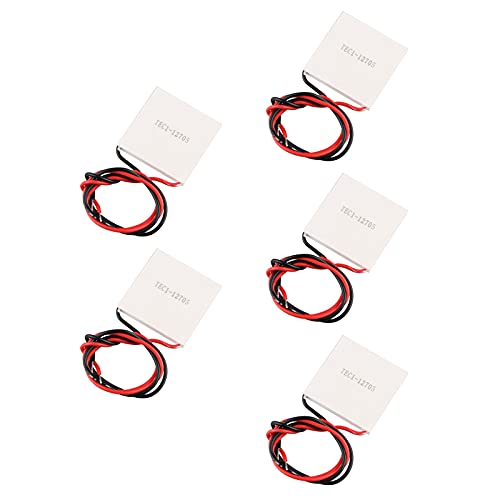 HALJIA 5 Stück TEC1–12705 Thermoelektrisches Kühlermodul Peltier Kühlsystem, 12 V, 45 W, Halbleiter Kühlkörper Thermoelektrischer Kühler Peltierplattenelemente Modul 40x40mm von HALJIA