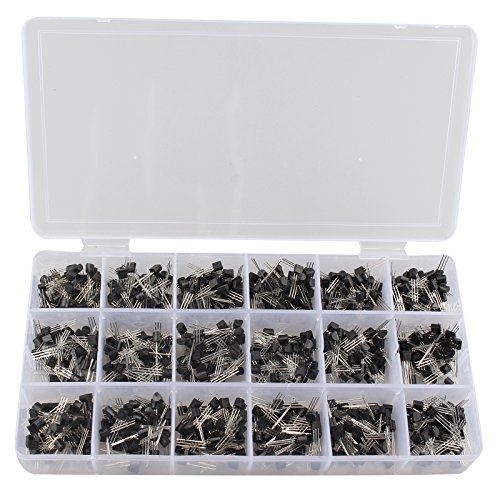 HALJIA 900 Stck 18 Arten von Transistor NPN PNP Set 30–180 V 50–1500 mA Modell: A1015,A733,C945,C1815,S8050,S8550,S9012,S9013,S9014,S9015,S9018,SS8050,SS8550,2N2222,2N3904,2N3906,2N5401,2N5551 HALJIA 900 Stck 18 Arten von Transistor NPN PNP Set 30–180 V 50–1500 mA Modell: A1015,A733,C945,C1815,S8050,S8550,S9012,S9013,S9014,S9015,S9018,SS8050,SS8550,2N2222,2N3904,2N3906,2N5401,2N5551 von HALJIA