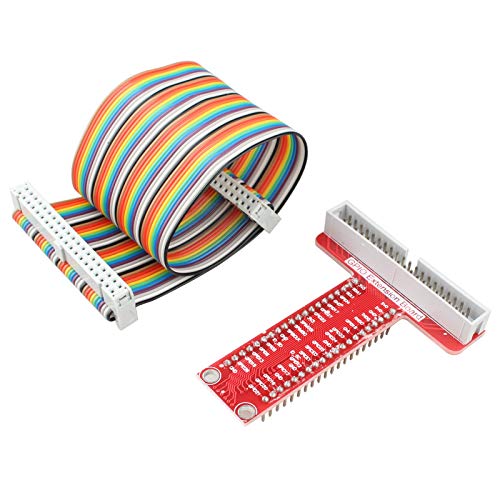 HALJIA T-förmige GPIO Breakout Expansion Board + 40-poliges Flachbandkabel kompatibel mit Raspberry Pi 3 2 B+ montierter T Typ GPIO Adapter mit 21 cm 40-poligem Flachbandkabel von HALJIA