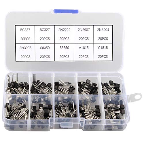 HALJIA Transistor-Set, 10 Werte, NPN-PNP-Transistoren, TO-92, Transistor-Sortiment, für BC337, BC327, 2N222, 2N2907, 2N3904, 2N3906, S8050, S8550, A1015, 200 Stück , C1811 5 HALJIA Transistor-Set, 10 Werte, NPN-PNP-Transistoren, TO-92, Transistor-Sortiment, für BC337, BC327, 2N222, 2N2907, 2N3904, 2N3906, S8050, S8550, A1015, 200 Stück , C1811 5 von HALJIA